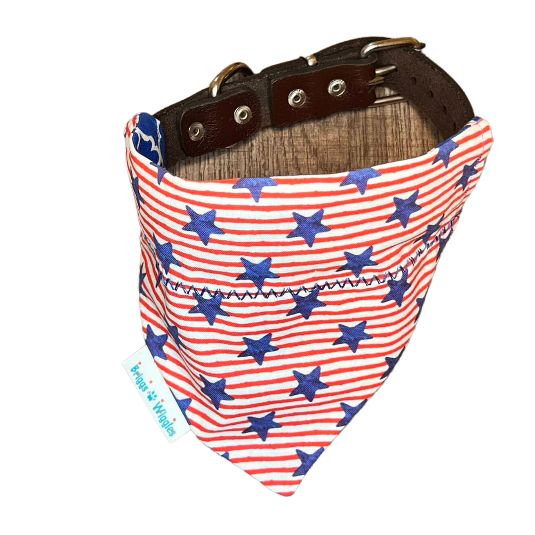 Red, White and Blue Stars and Stripes Dog Bandana - Briggs 'n' Wiggles