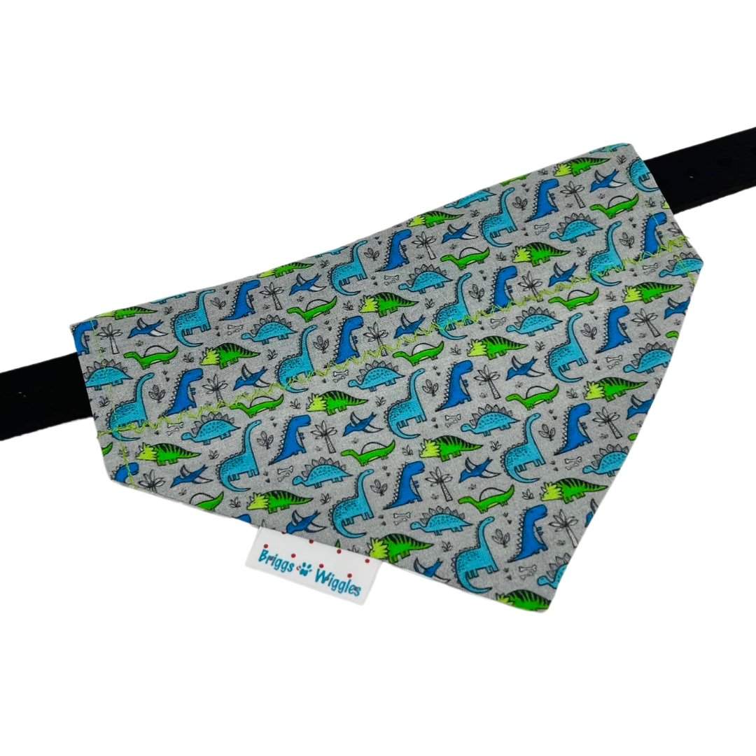 Blue Dinosaur Reversible Dog Bandana - Briggs 'n' Wiggles