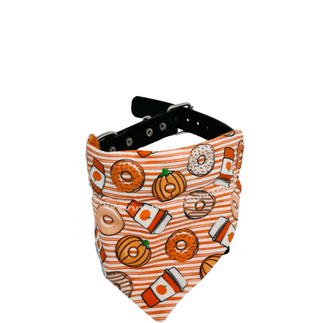 Fall Puppuccino & Pumpkin Donut Dog Bandana – Handmade Autumn Dog Accessory - Briggs 'n' Wiggles