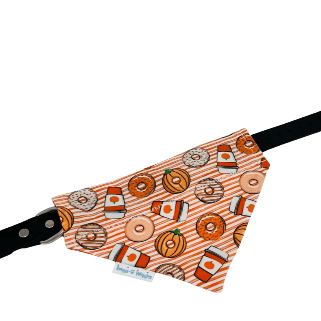Fall Puppuccino & Pumpkin Donut Dog Bandana – Handmade Autumn Dog Accessory - Briggs 'n' Wiggles