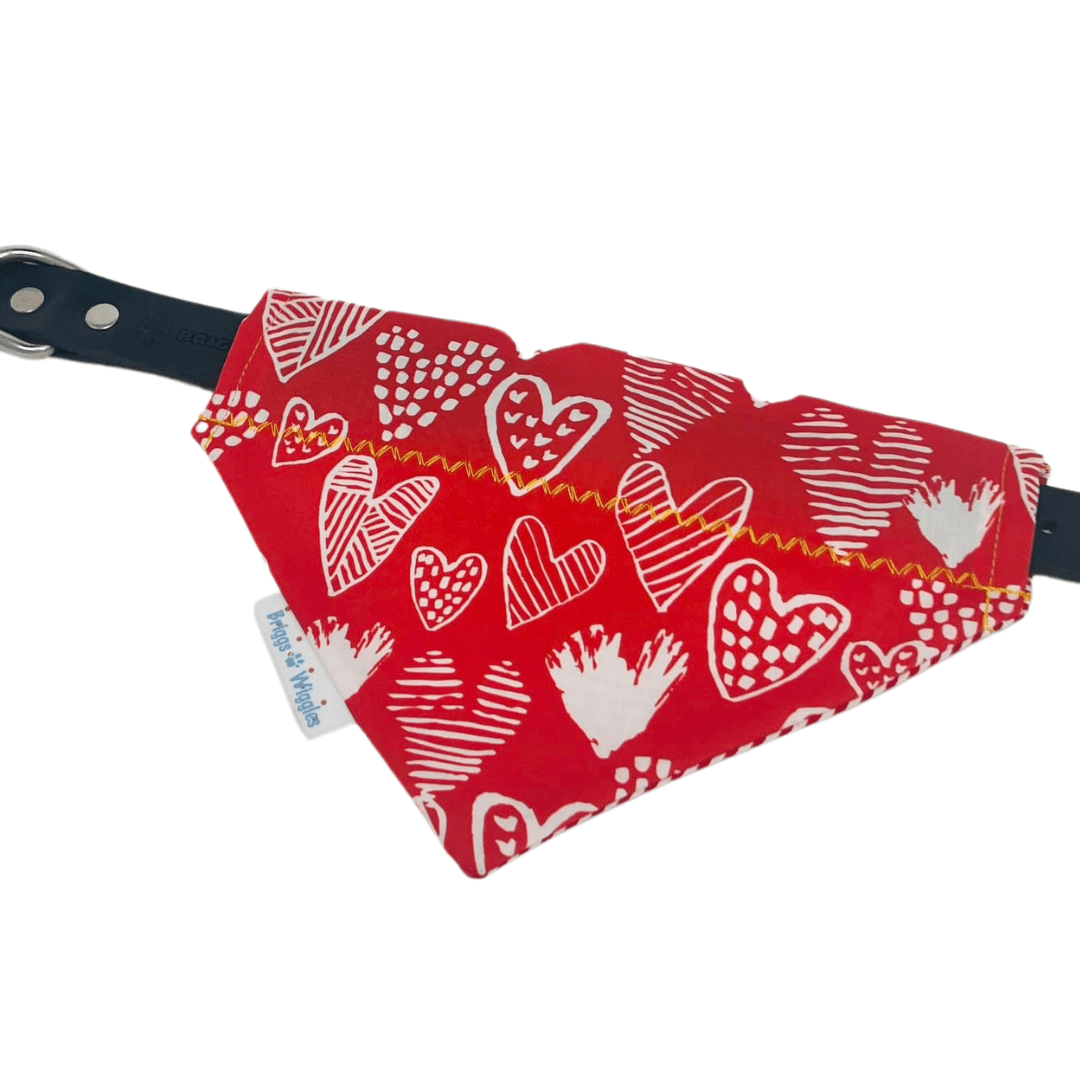 Love in the Air Valentine's Day Bandana - Red & White Hearts - Briggs 'n' Wiggles