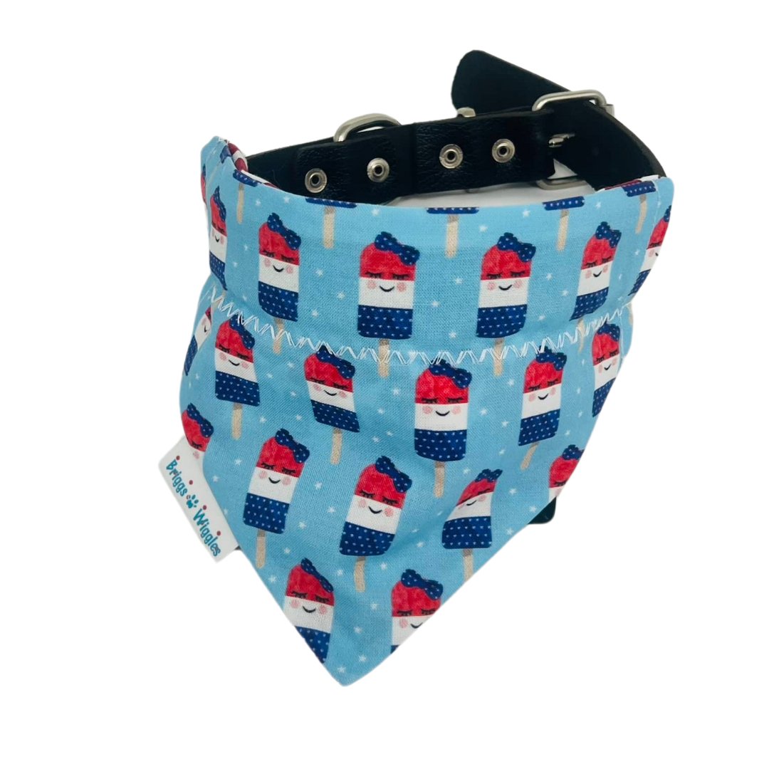 Red, White and Blue Girly Popsicle Dog Bandana - Briggs 'n' Wiggles