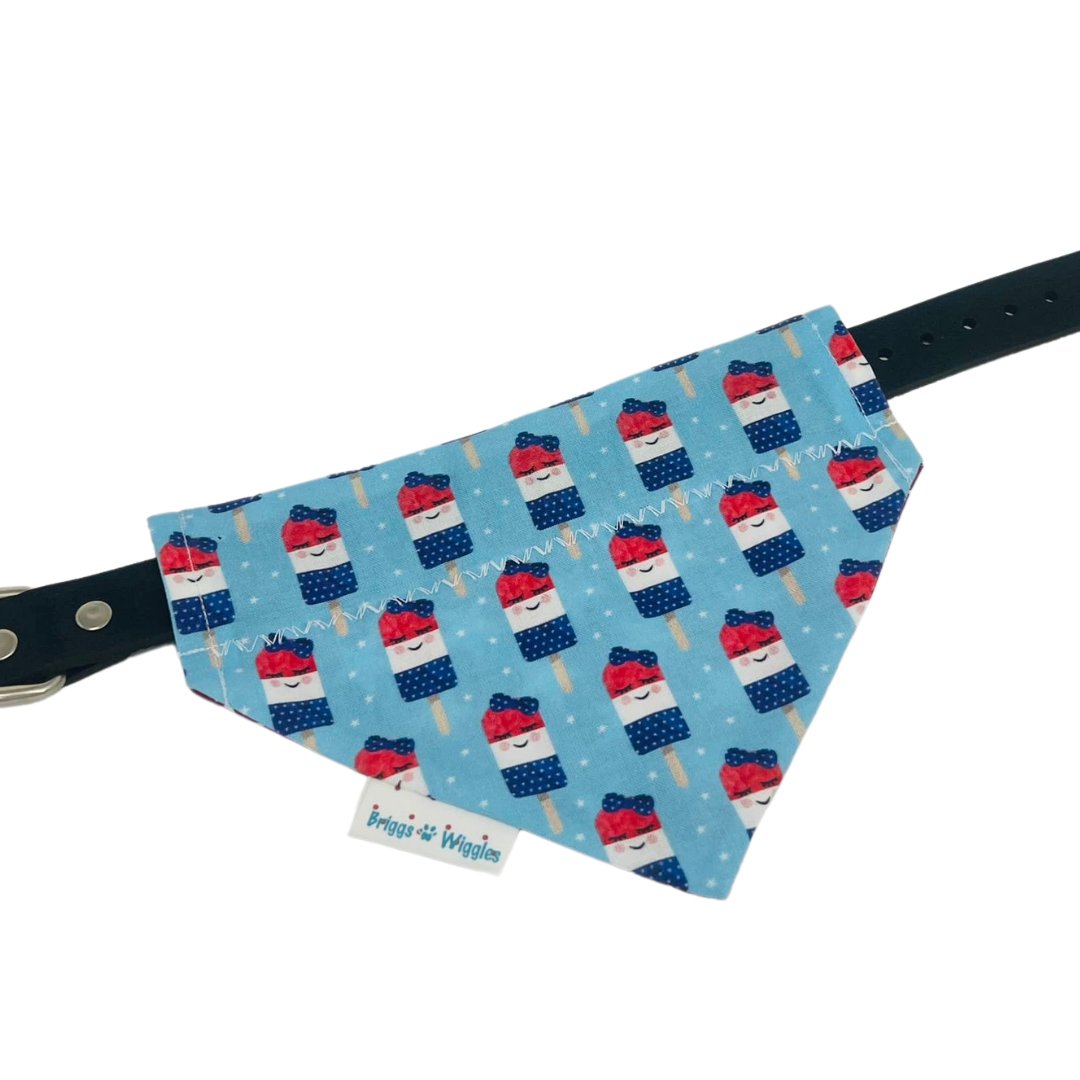 Red, White and Blue Girly Popsicle Dog Bandana - Briggs 'n' Wiggles