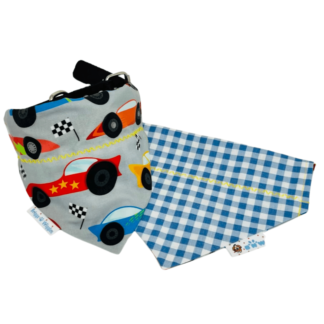 Reversible NASCAR Dog Bandana - Raceday Dog Accessory for Speed Loving Pups - Briggs 'n' Wiggles