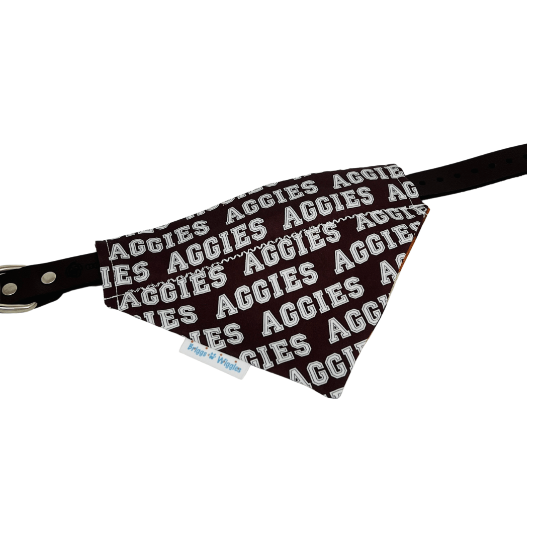 Texas A&M Aggies Dog Bandana | Maroon Aggies & Football Reversible - Briggs 'n' Wiggles