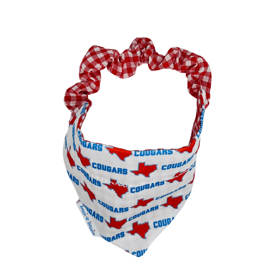 University of Houston Cougars Dog Bandana | Red Texas & H - Town Blue Print - Briggs 'n' Wiggles