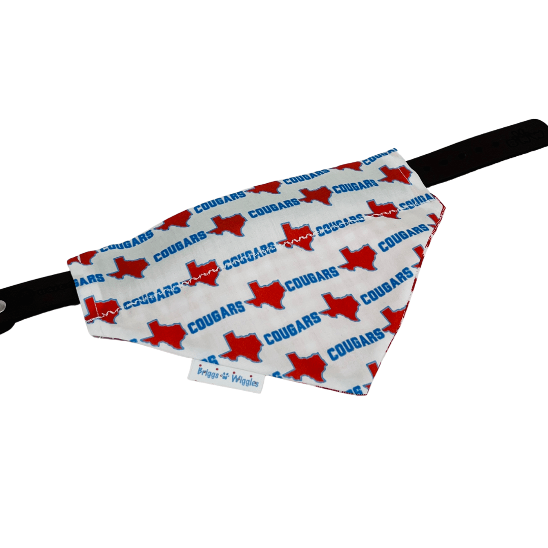 University of Houston Cougars Dog Bandana | Red Texas & H - Town Blue Print - Briggs 'n' Wiggles