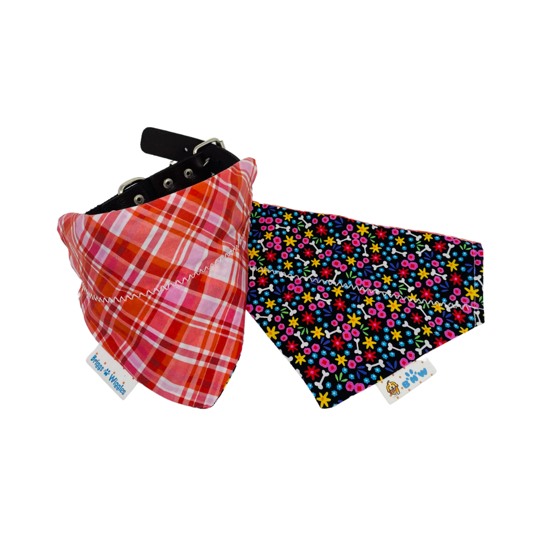 Red and Pink Sweetheart Plaid Dog Bandana - Briggs 'n' Wiggles