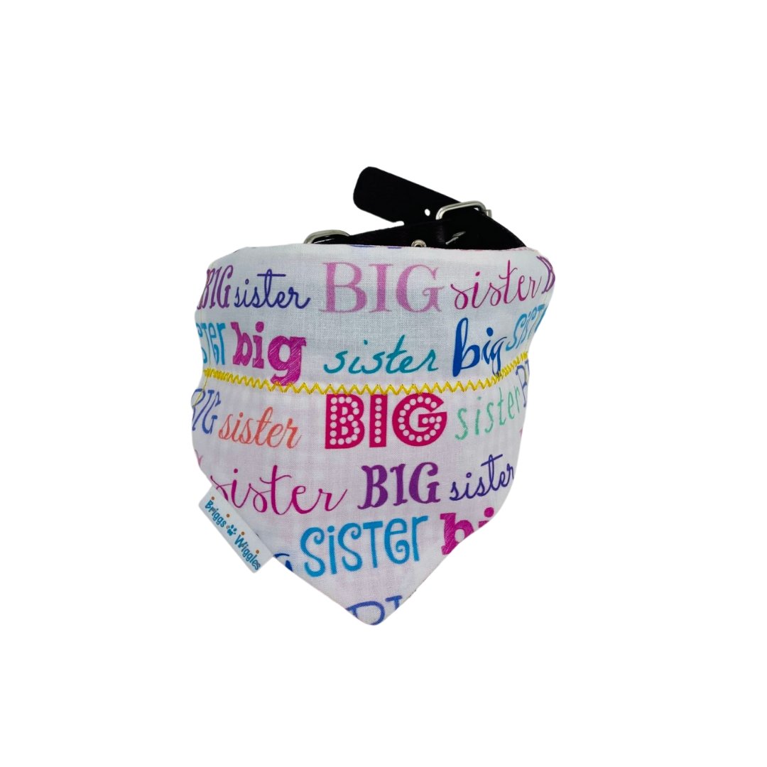 Big Sister Over the Collar Dog Bandana - Briggs 'n' Wiggles