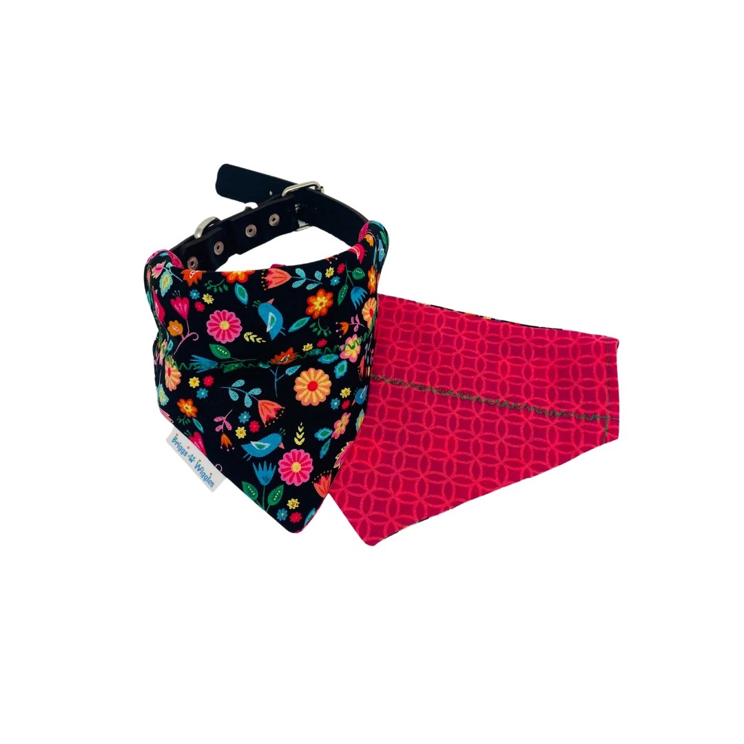 Bright and Cheery Pink Flower Dog Bandana - Briggs 'n' Wiggles