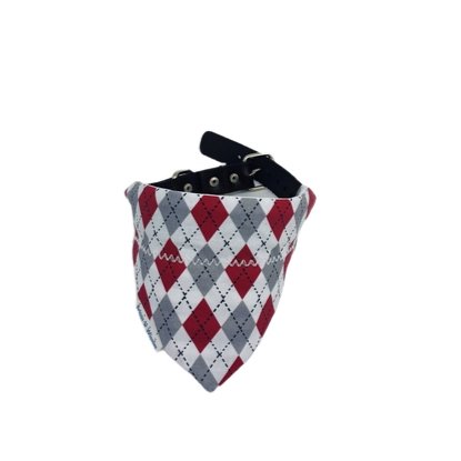 Crimson Red and Gray Argyle Dog Bandana - Briggs 'n' Wiggles