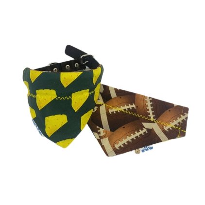 Green Bay Cheese Head Football Dog Bandana - Briggs 'n' Wiggles