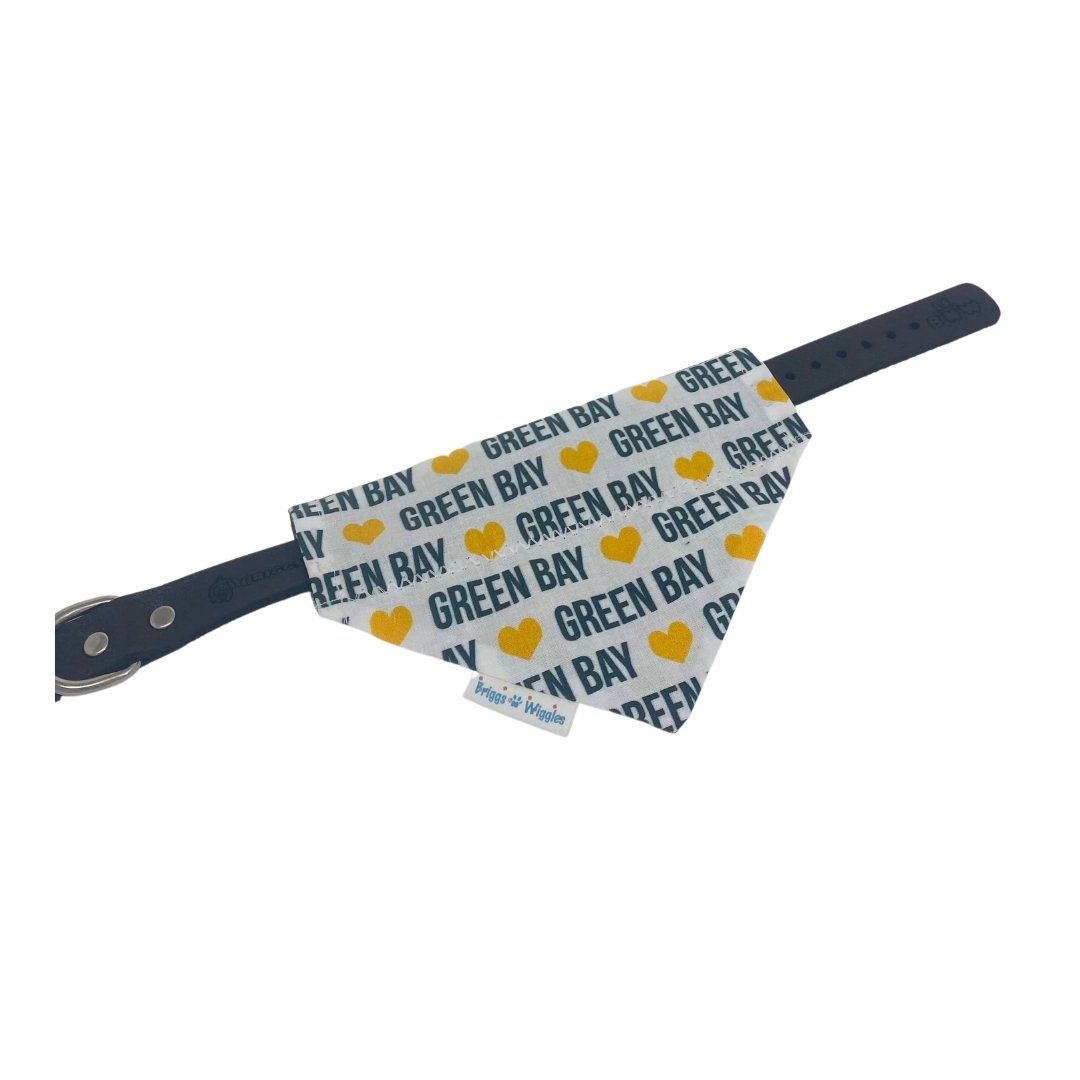 Green Bay Packers Love Football Dog Bandana - Briggs 'n' Wiggles