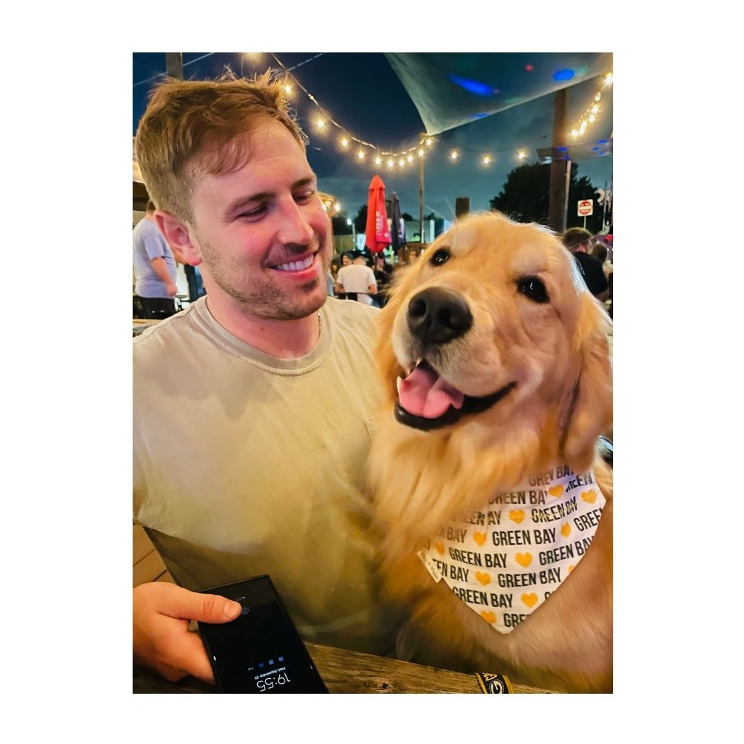 Green Bay Packers Love Football Dog Bandana - Briggs 'n' Wiggles