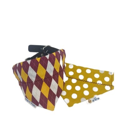 Maroon and Gold Argyle Dog Bandana - Briggs 'n' Wiggles