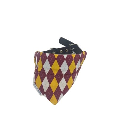 Maroon and Gold Argyle Dog Bandana - Briggs 'n' Wiggles