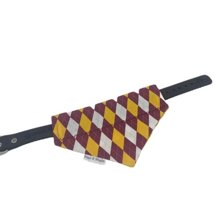 Maroon and Gold Argyle Dog Bandana - Briggs 'n' Wiggles