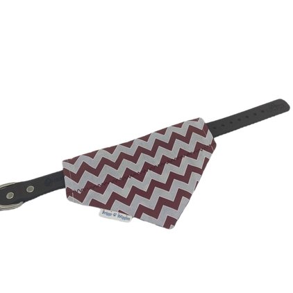 Maroon and Gray Chevron Print Football Over the Collar Dog Bandana - Briggs 'n' Wiggles