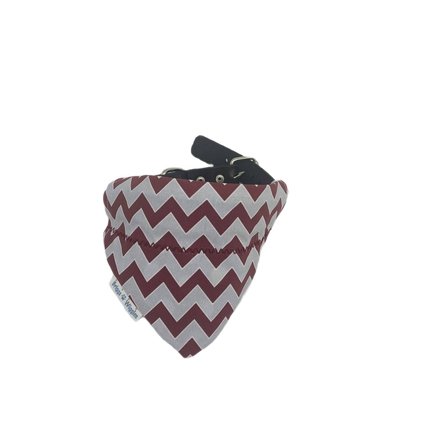 Maroon and Gray Chevron Print Football Over the Collar Dog Bandana - Briggs 'n' Wiggles