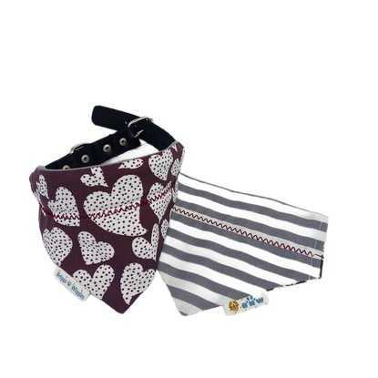 Maroon and Gray Texas Aggie Heart Dog Bandana - Briggs 'n' Wiggles