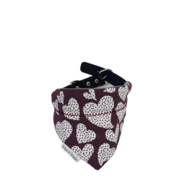 Maroon and Gray Texas Aggie Heart Dog Bandana - Briggs 'n' Wiggles