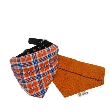 Orange and Blue Plaid Dog Bandana - Briggs 'n' Wiggles