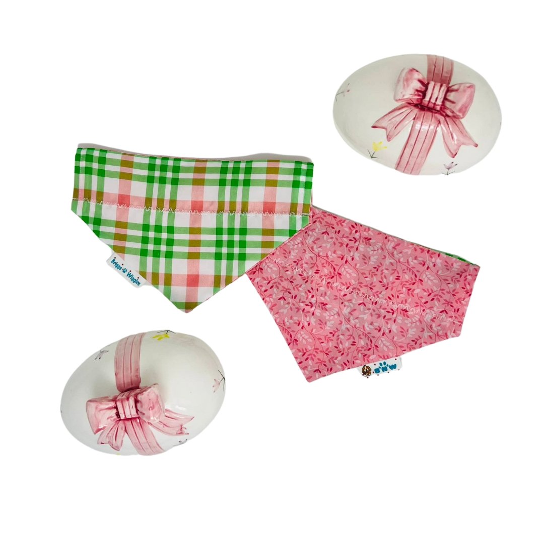 Pink and Green Plaid Dog Bandana - Briggs 'n' Wiggles