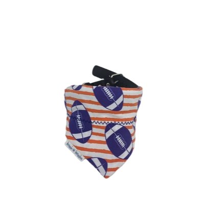 Purple and Orange Plaid Football Over the Collar Dog Bandana - Briggs 'n' Wiggles