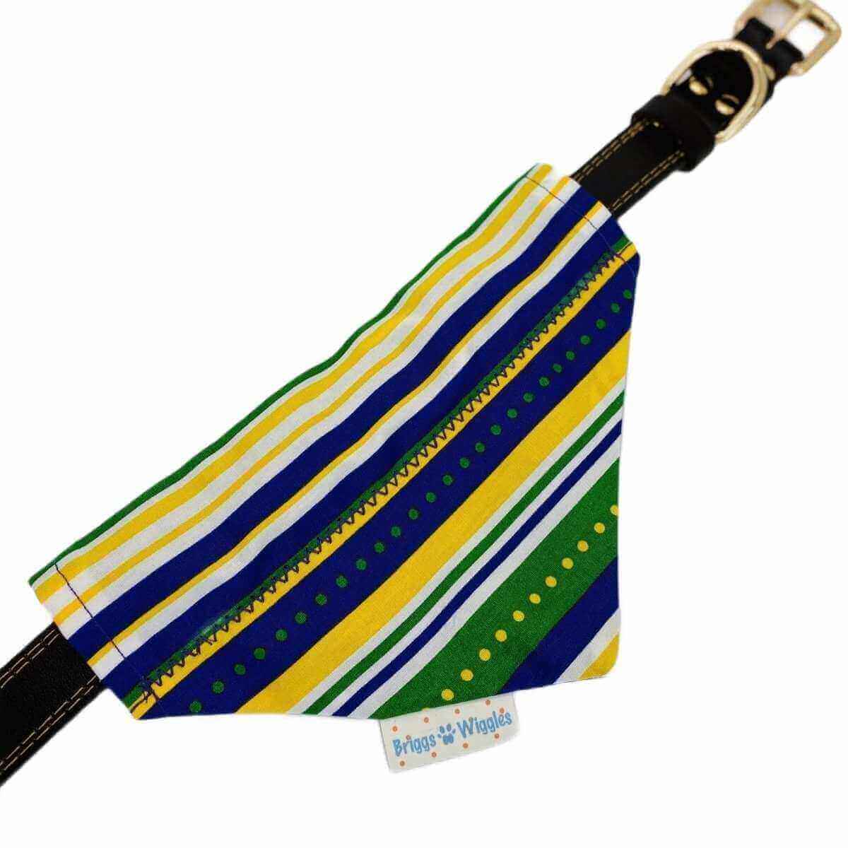 Purple, Green and Gold Mardi Gras Dog Bandana - Briggs 'n' Wiggles
