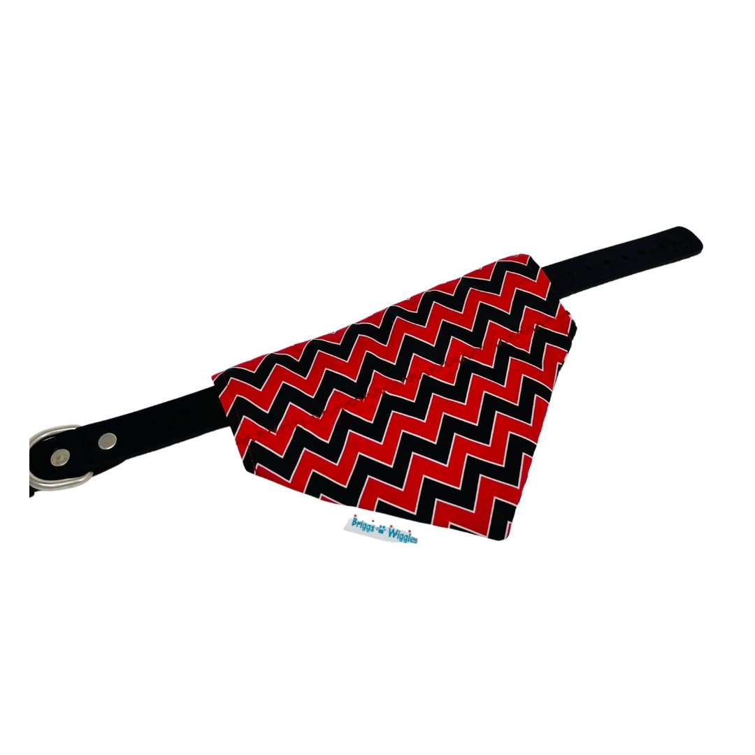 Red and Black Chevron Print Over the Collar Dog Bandana - Briggs 'n' Wiggles
