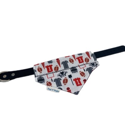 Red and Black Plaid Football Over the Collar Dog Bandana - Briggs 'n' Wiggles