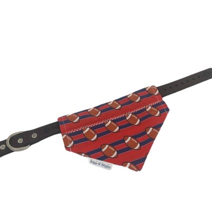 Red and Blue Football Over the Collar Dog Bandana - Briggs 'n' Wiggles