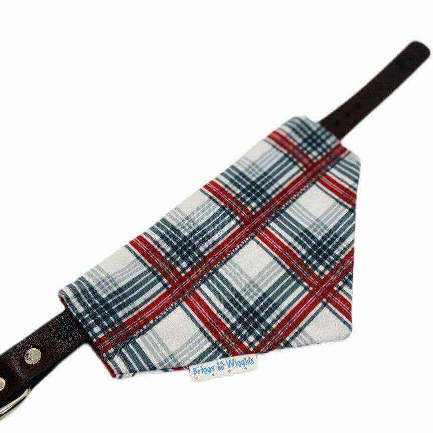 Red and Gray Plaid Flannel Dog Bandana - Briggs 'n' Wiggles