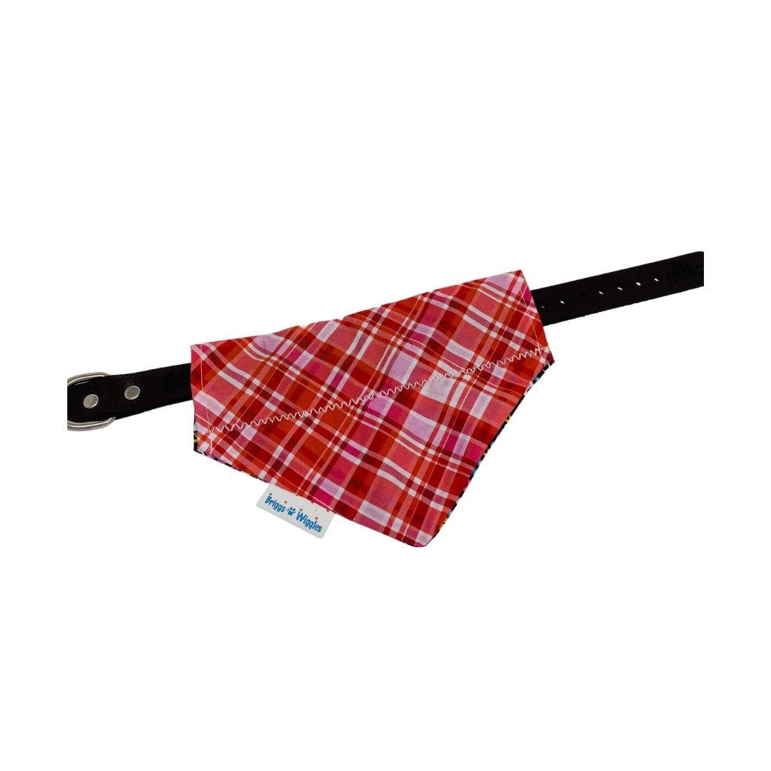 Red and Pink Sweetheart Plaid Dog Bandana - Briggs 'n' Wiggles