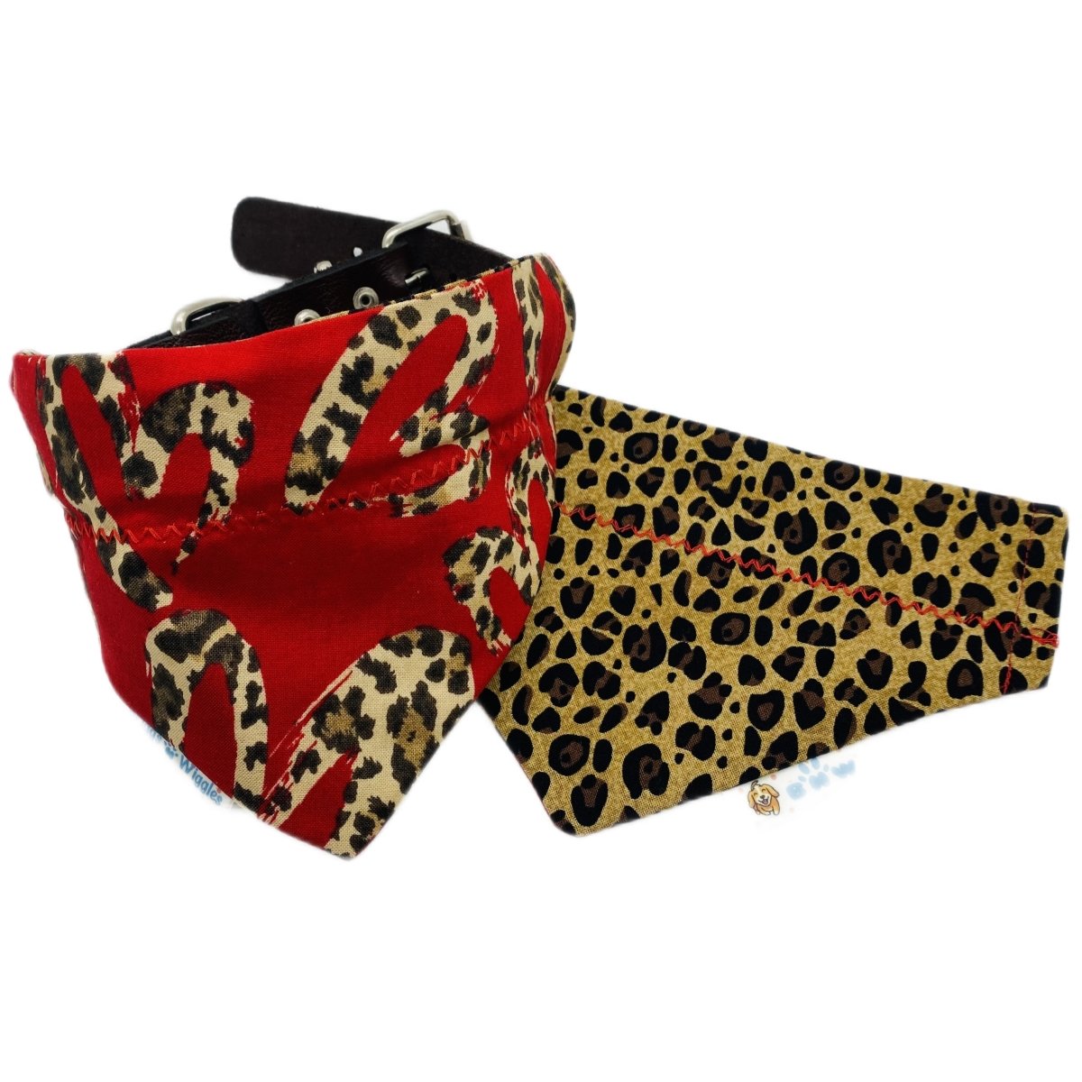 Red Sassy Leopard Heart Dog Bandana - Briggs 'n' Wiggles