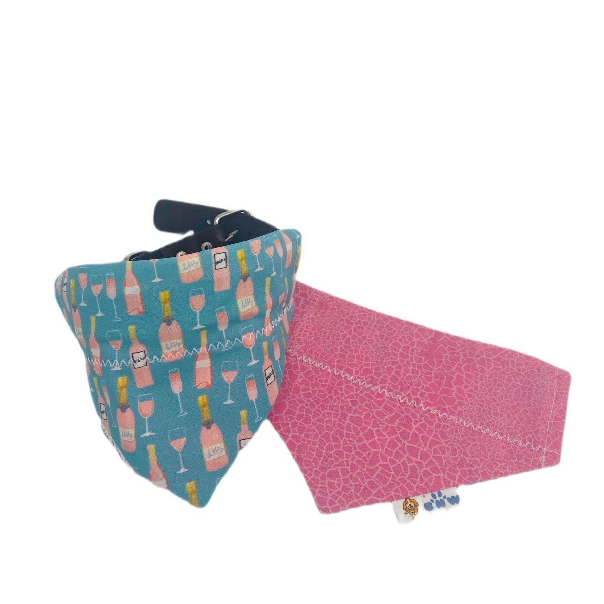 Teal Rose All Day reversible dog bandana displayed showing the front and the back.