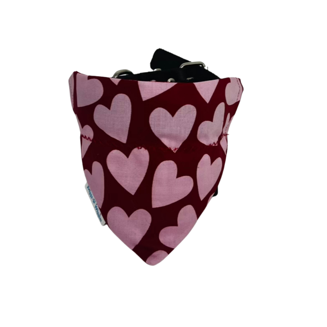 Valentine Hearts Dog Bandana – Red & Pink
