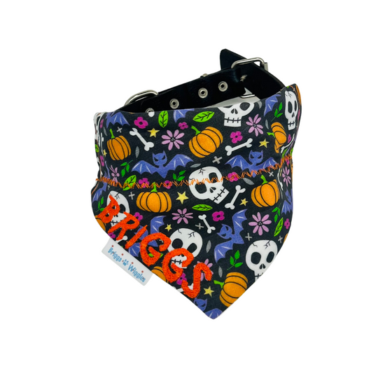 Bone & Bat Bash – Reversible Halloween Dog Bandana