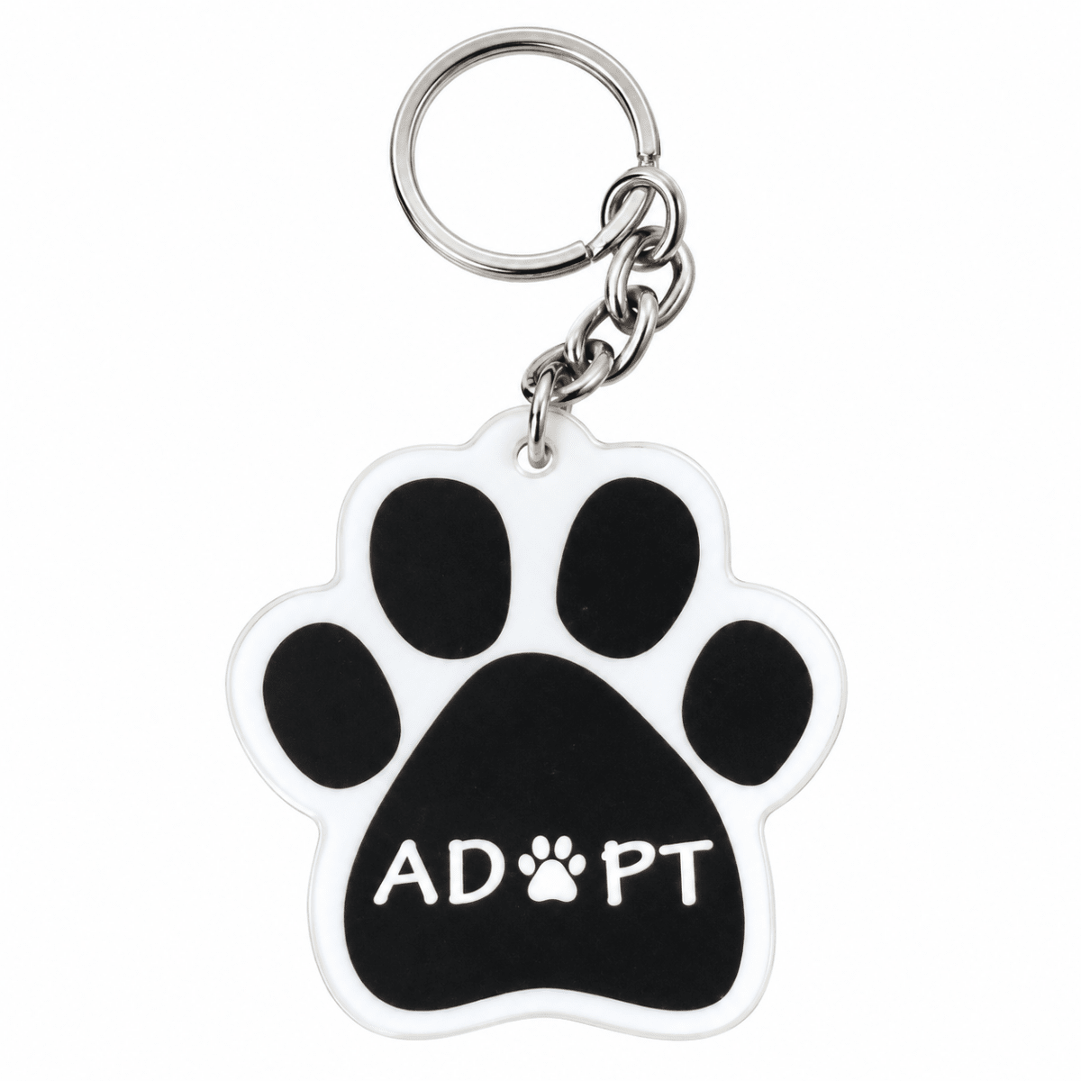 Adopt Paw Print Keychain | Black & White Dog Lover Keychain - Briggs 'n' Wiggles