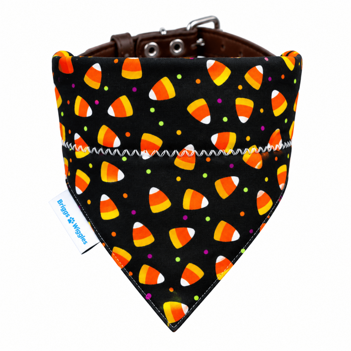 Candy Corn & Polka Dot Dog Bandana – Reversible Fall & Halloween Dog Accessory - Briggs 'n' Wiggles