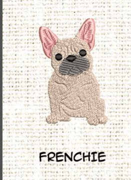 French Bulldog embroidered dog profile on custom tea towel.