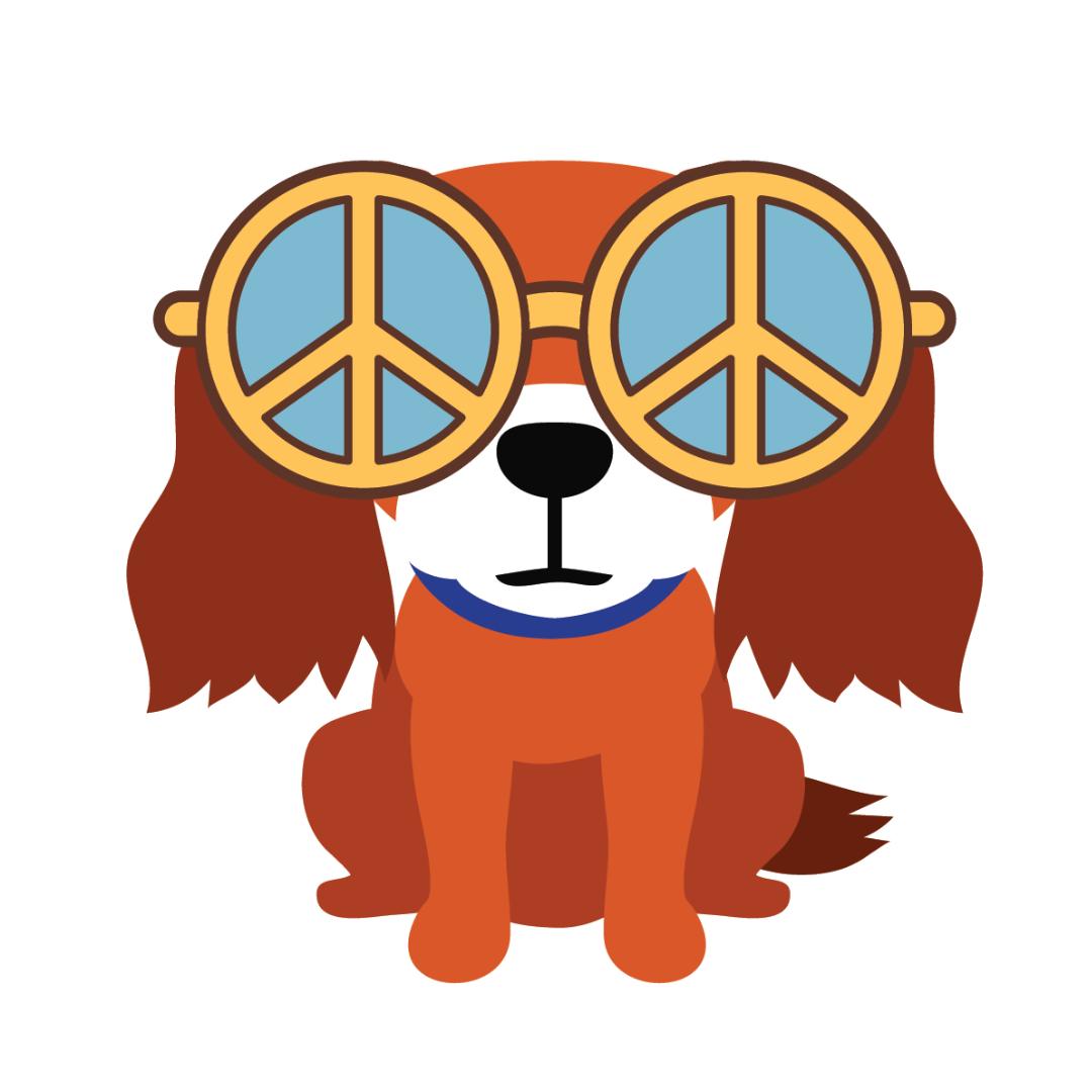 Dog wearing Peace Glasses - Briggs 'n' Wiggles