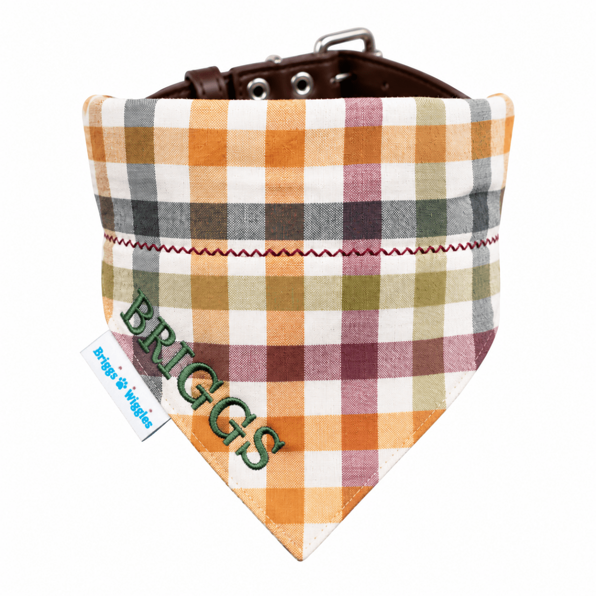 Fall Plaid Over the Collar Dog Bandana - Briggs 'n' Wiggles