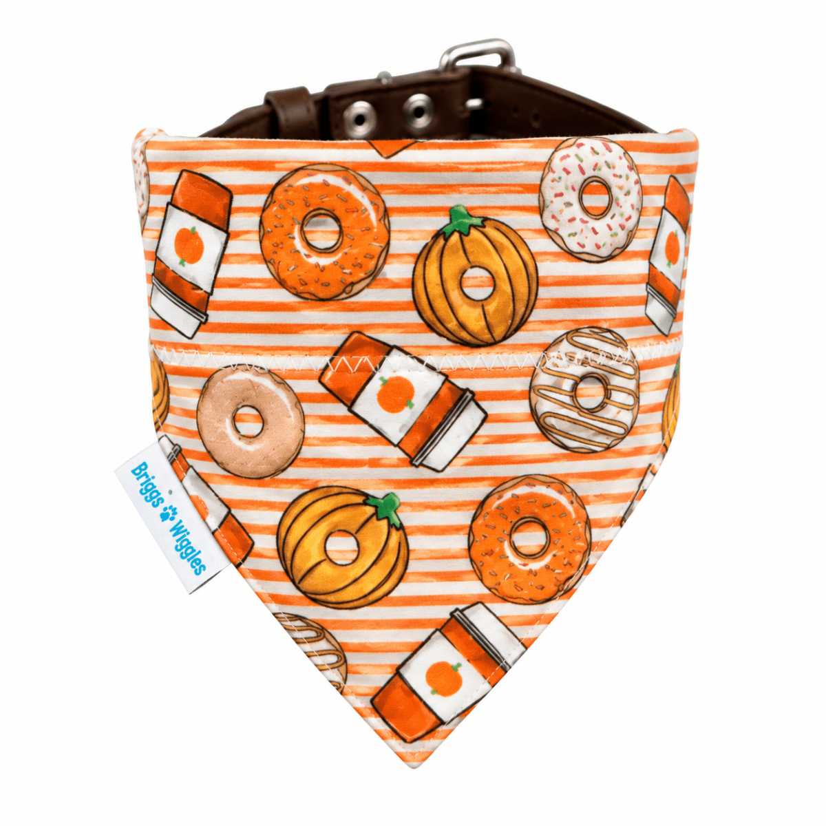 Fall Puppuccino & Pumpkin Donut Dog Bandana – Handmade Autumn Dog Accessory - Briggs 'n' Wiggles