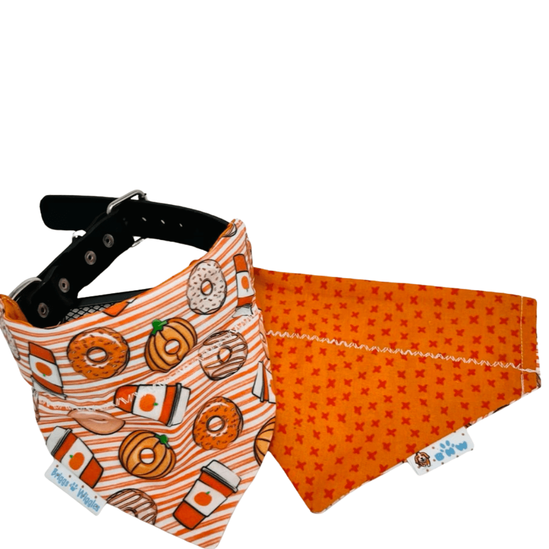 Fall Puppuccino & Pumpkin Donut Dog Bandana – Handmade Autumn Dog Accessory - Briggs 'n' Wiggles