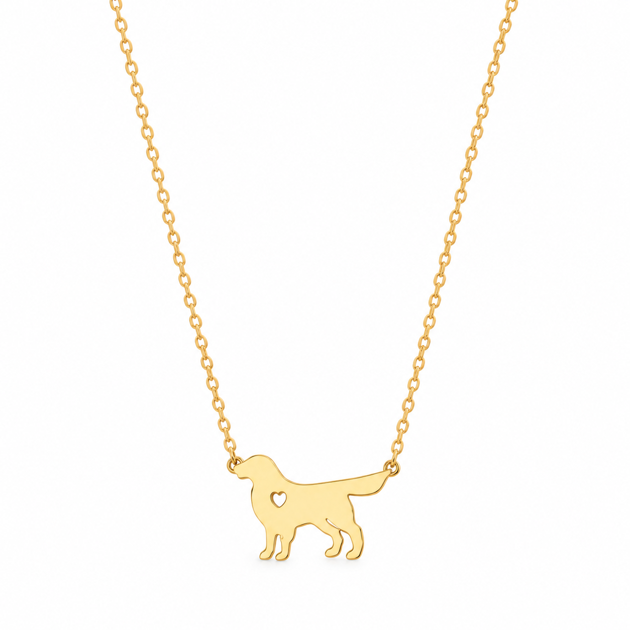 Gold dog necklace with heart pendant and delicate adjustable chain, a gift for dog moms and dog lovers