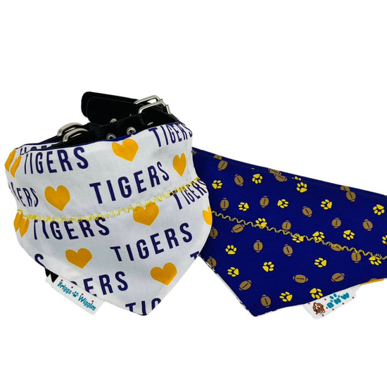 I LOVE Geaux Tigers Over the Collar Dog Bandana - Briggs 'n' Wiggles