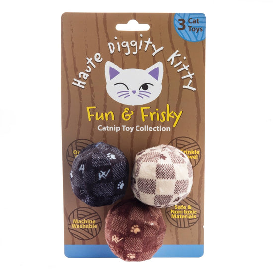 Kitty Vuiton Balls (Checker) Organic Catnip Toys - Briggs 'n' Wiggles