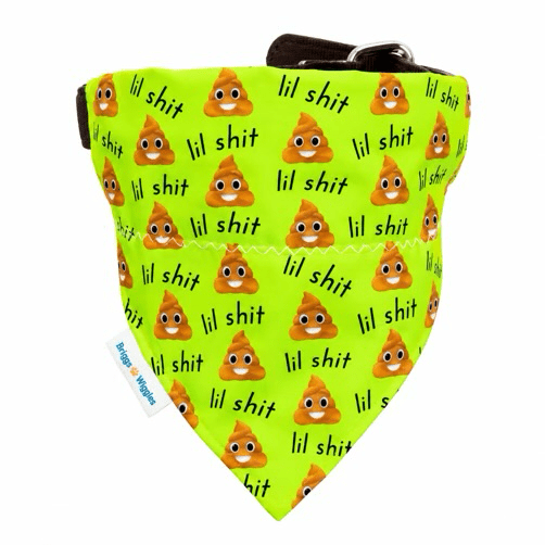 Lil' Shit | Funny Poop Emoji Dog Bandana - Briggs 'n' Wiggles