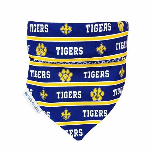 Louisiana Purple & Gold Tiger Dog Bandana | Game Day Pet Bandana - Briggs 'n' Wiggles